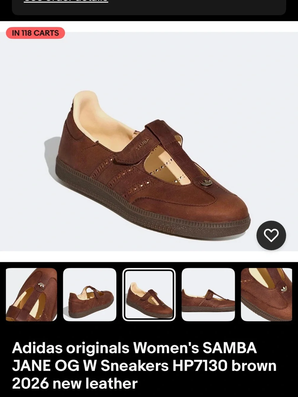 adidas Women's Samba Jane T‑Strap Sneakers in Brown - Picture 4 of 6